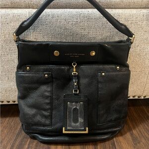 Marc By Marc Jacobs Black Leather Tote with Gold Accents